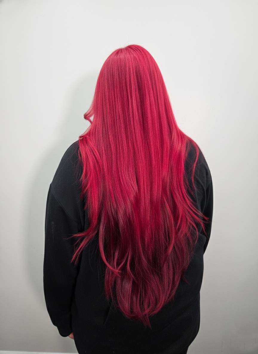 Vibrant red hair color transformation
