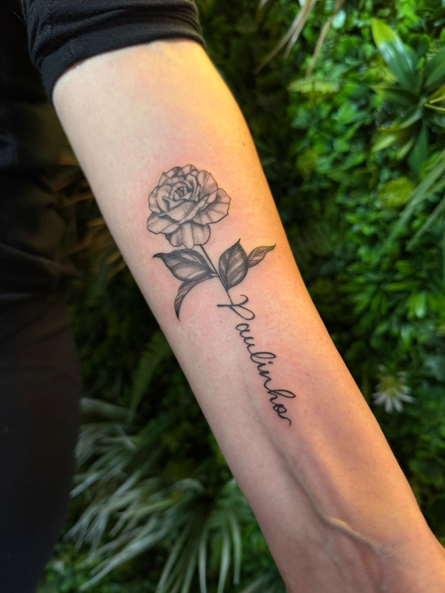 Rose with script tattoo